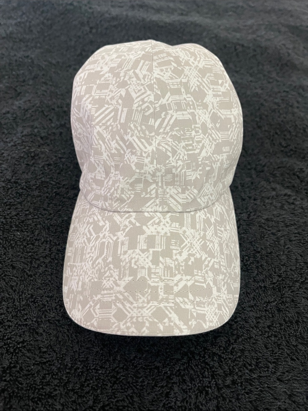 Lululemon Light Gray White Abstract Print Running Baseball Hat Cap